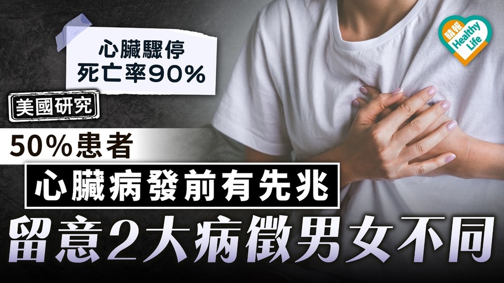 猝死風險｜美國研究：50%患者心臟病發前有先兆 留意2大明顯病徵男女不同